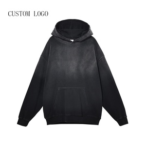 Sweat à capuche OEM personnalisé délavé à l'acide, style streetwear hip-hop, sans cordon, pour hommes - Product Image 2