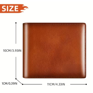 Cartera de Cuero Genuino |   Tarjetero y Porta Licencia de Conducir Unisex de Estilo Corto con Capa Superior Color Café, Estilo Vintage, Forro - Product Image 3