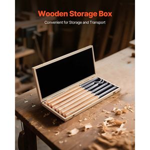 Set di 6 Utensili per Tornitura del Legno con Punta Diamantata Quadrata, per Sgrossatura e Finitura, Utensile per Dettagli e Foratura con Manico in Legno - Product Image 5