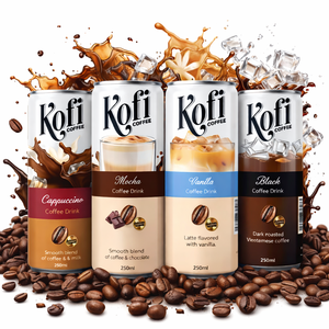 Bebida de Café Instantáneo Kofi Premium de 250 ml, Sabor Mocha, Vainilla Negra y Cappuccino, Bebida Cafeinada, Marca Privada OEM, Muestra Gratuita - Product Image 1