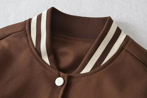 Chaqueta Varsity Personalizada para Mujer con Ribete de Tela, Capa Exterior de Tela Suave, Prenda de Moda para Otoño e Invierno, Actividades Casuales - Product Image 6