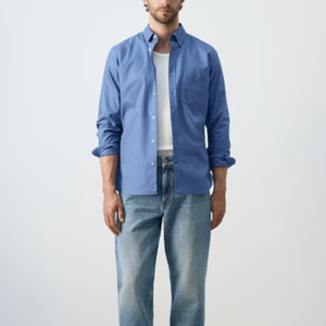Mens Formal Solid Breathable Quick Dry Anti-Wrinkle Yarn Dyed Sustainable 100% Organic Cotton Turn-<b>down</b> Collar Full Sleeve Shirt - Product Image 3