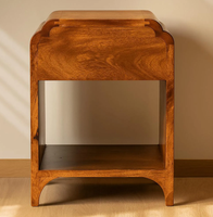 Vente flash - Table de chevet en bois massif de mangue de style antique rustique, artisanat indien avec peintures à la main pour meubles de chambre