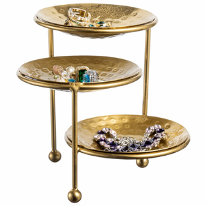 Vintage branch-style jewellery <b>stand</b> with red <b>birds</b> and leaf accents on a round wooden base, available at wholesale prices. - Product Image 3