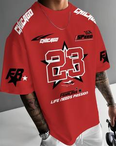 Camiseta Deportiva Informal Transpirable Negra para Hombre de Alta Calidad Directo de Fábrica, Número 80, Estilo Chicago, Manga Corta, Ropa Urbana - Product Image 1