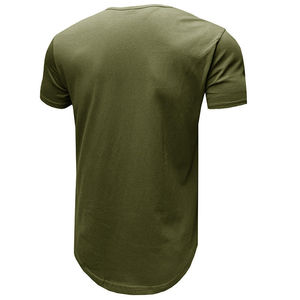 T-shirt en coton slim fit pour homme, couleur unie, col rond, sport, fitness, manches courtes déchirées, vente en gros en stock - Product Image 2