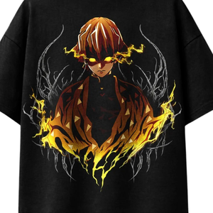 T-shirt en coton noir surdimensionné personnalisé avec imprimé Yeux de feu dorés, respirant, écologique, unisexe, streetwear, tee-shirt décontracté pour homme - Product Image 3