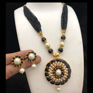 Classic Pearl Beadwork Neckset-<b>Gold</b> Plated Designer <b>Jewelry</b> <b>Set</b> for Wedding and Party - Product Image 3