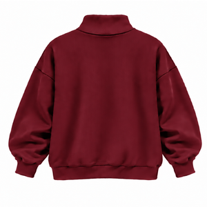 เสื้อสเวตเชิ้ตคอเต่าสีแดงเลือดหมู ทรงโอเวอร์ไซส์ ยูนิเซ็กส์ เนื้อผ้าหนา ทรงหลวม แขนยาว สกรีนลายได้ตามต้องการ สไตล์ลำลอง สตรีทแวร์ สำหรับฤดูหนาว - Product Image 2