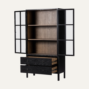 Armoire à vin en verre extensible noire avec un design moderne pour la maison, le bar, la villa, la salle à manger, le salon - Product Image 2