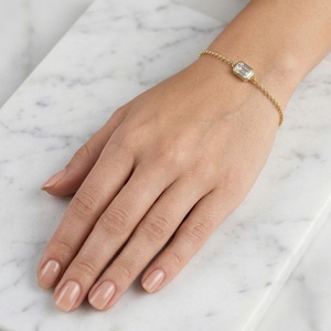 0.50CTW Emerald Bezel-<b>Set</b> Diamond Station Bracelet - Product Image 1