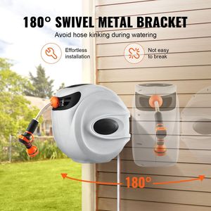 Avvolgitubo Retrattile da Parete da 40 Metri con Staffa Girevole a 180° e Ugello a 9 Getti (1/2 Pollice) - Product Image 5