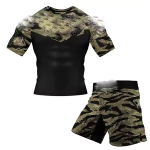 Tenue de combat MMA 2026 : Rashguard, T-shirt, Short – Ensemble de lutte pour hommes, entraînement et compétition en salle de sport – 100 % polyester, séchage rapide, coupe ajustée - Product Image 1