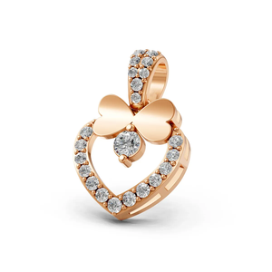 Lab Grown Diamond Heart Bow Pendant <b>Necklace</b> 14K Yellow Gold Rhodium Plated 0.23 CT Diamond IGI Certified Trendy Love Gift Women - Product Image 2