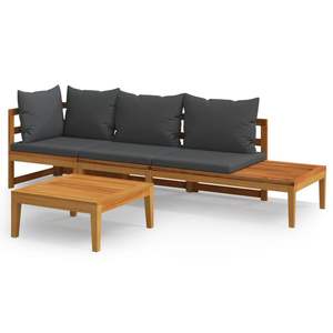 Conjunto de Muebles de Jardín Modulares Grandes de Madera de Acacia Sólida en Gris Oscuro - Product Image 2