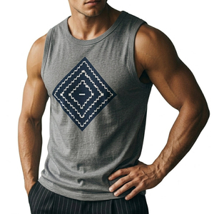 OEM Wholesale Customizable Mens Muscle Tee Own Graphic Print Sleeveless Shirt Stylish Streetwear Fashion Casual Tank <b>Top</b> For Men - Product Image 2