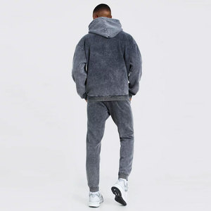 Conjunto de Sudadera con Capucha y Pantalón de Chándal para Hombre, Estilo Casual de Invierno, Bordado, Lavado Ácido, Desgastado, Holgado, con Estampado - Product Image 2