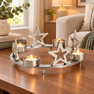 Portavelas de Plata al por Mayor, Soporte para Velas de Té, Centro de Mesa Navideño de 5 Copas, Decoración Rústica para el Hogar, Regalos para Festividades - Product Image 2