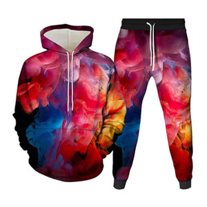 Conjunto Deportivo para Hombre y Mujer con Estampado Gráfico Multicolor, Sudadera con Capucha Sublimada, Ropa Deportiva Urbana para Parejas, Estilo Hip Hop - Product Image 2