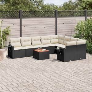 Grand ensemble de canapés de jardin modulaires en rotin PE noir, élégant et durable, mobilier d'extérieur - Product Image 1