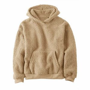 Sudadera con Capucha para Hombre, Forrada de Sherpa, de Color Sólido, para Invierno, Informal, con Logotipo Personalizado - Product Image 1
