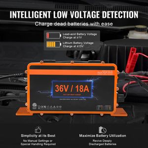 Caricabatterie Intelligente per Golf Cart 36 Volt 18 AMP con Spina Crowfoot Compatibile AGM/GEL/EFB MF, Cassa in Alluminio per Club Car Crowfoot - Product Image 5