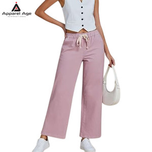 Pantalones vaqueros anchos elásticos de cintura media para mujer al por mayor, a la moda, de última tendencia - Product Image 2