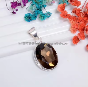 Le plus beau collier de quartz fumé pendentif triangle en argent sterling collier de mariée pendentif quartz fumé collier sterling - Product Image 4