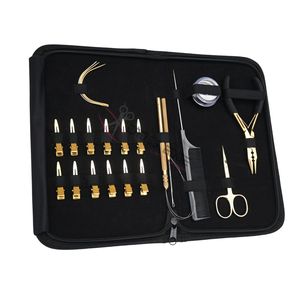 Professional Hair Extension Tools Duckbill <b>Clips</b> Curved Needles <b>Hook</b> Pulling Loop Needle 3 Hole Crimping Plier Comb & Scissor - Product Image 1