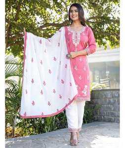 Indian Stunning Rayon Cotton with Embroidery Work Suit for Daily Casual Wear and Office Wear for Summer for Women Trendy Wear - Product Image 1