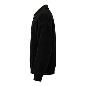 Pull en maille côtelée noire avec logo pour homme, manches longues, vêtement décontracté d'hiver, service OEM - Product Image 5