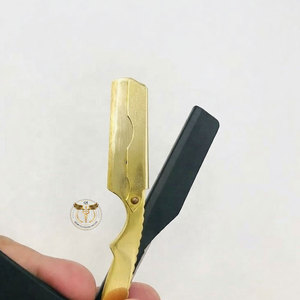 Professional Gold & Black Stainless Steel Straight Razor Set Reusable Folding Barber <b>Shaving</b> Razor Salon Hair Cutting Tool - Product Image 4
