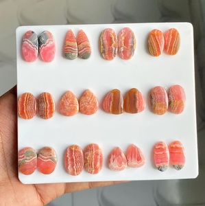โรโดโครไซต์คู่แฝดทรงคาโบชอง สีชมพูธรรมชาติ สำหรับทำต่างหู DIY - Product Image 4