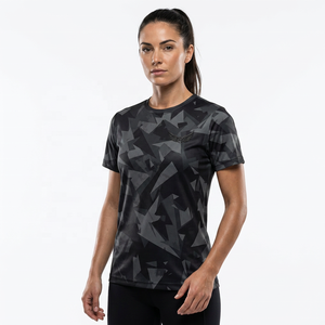 Men's Black <b>Geometric</b> Print Short Sleeve T-<b>Shirt</b> Quick Dry Sporty O-Neck Regular Fit 100% Polyester Knitted - Product Image 6