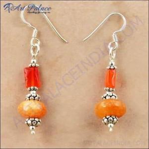 Art Palace Boucles d'oreilles pendantes en perles de corail plaqué argent style bohème bijoux pour femmes cadeau - Product Image 3