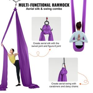 Kit Amaca da Yoga Aereo Portatile in Seta, 8,7 Iarde, con Tessuto in Nylon da 100gsm e Kit Completo di Attrezzature per Montaggio Facile - Product Image 5