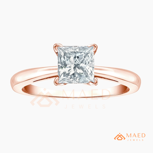 Rose Gold Princess Cut <b>Solitaire</b> <b>Ring</b> for Women Elegant Engagement Style Sparkling Jewelry Gift - Product Image 5