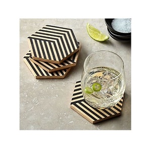 Handmade Resin Inlay Coaster Set Asian Zen Design Eco-Friendly Attractive Decorative Detailing Premium Gifts Modern <b>Table</b> - Product Image 1