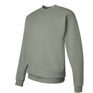 เสื้อสเวตเชิ้ตแขนยาวคอกลมสีเขียวอมเทาสำหรับผู้ชาย ผ้าฟลีซเรียบ  รับทำโลโก้ตามสั่ง  OEM ODM ขายส่งเสื้อผ้า - Product Image 2
