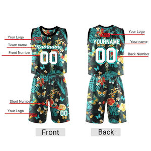 Ensemble de maillots et shorts de basketball personnalisés, sublimés, à séchage rapide, respirants, en mesh, avec logo OEM, vente en gros, vente en vrac - Product Image 2