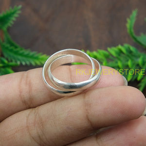 Anillo de Plata de Ley 925 con Banda Superpuesta para Mujer, Anillo de Plata Minimalista de Doble Capa Apilable, Joyería de Diseño Simple Hecha a Mano - Product Image 5