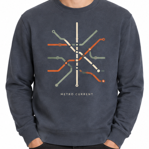 Sudadera Personalizada OEM en Gris Pizarra Oscuro con Diseño Retro de Mapa de Transporte Público, Líneas de Metro y Gráficos de Metro - Product Image 2