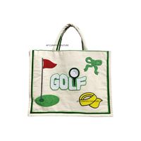 Sacs fourre-tout tendance faits main sur le thème du golf, ornés de perles, doublure en coton, organisateur de voyage à fermeture éclair, avec les dernières créations