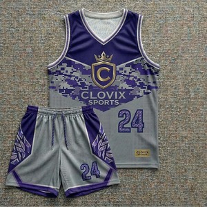 Wholesale Custom Made Clovix Sports Men's Basketball Uniform Sets Breathable 100% Polyester <b>Mesh</b> Jerseys Cheap Sublimated OEM - Product Image 3