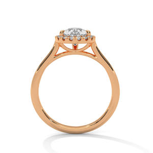 Anillo de compromiso con halo de diamantes cultivados en laboratorio en forma de pera en oro – Anillo nupcial en forma de lágrima, elegante anillo de propuesta con halo para mujer - Product Image 6