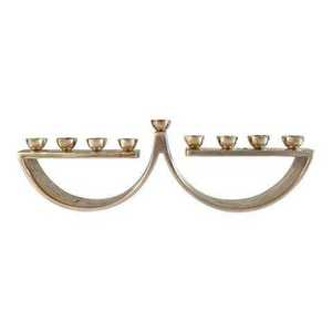 เชิงเทียนเมโนราห์แบบมินิมอลสำหรับเทศกาลชาวยิว รูปทรงปรับแต่งได้ ทำจากเงิน 9 กิ่ง สไตล์ร่วมสมัย สำหรับงานฮานุกกะห์ - Product Image 1