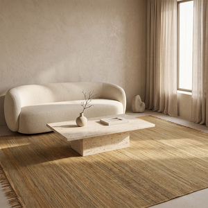 Tapis épais DECORDEC en laine dorée tuftée à la main, tissage moderne uni, antidérapant, écologique pour salon, hôtel, salle de bain - Product Image 3