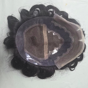 Peluca de Cabello Humano con Frente de Encaje para Hombres, con Ondas Naturales y Estilos Rizados, Parches de Cabello Indio Suave - Product Image 1