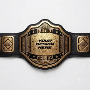 เข็มขัดแชมป์เปี้ยนชิพสุดหรูแบบกำหนดเองของ NOVERA INDUSTRIES พร้อมโลโก้ส่วนตัว ถ้วยรางวัลสีทอง แผ่นตกแต่งอย่างประณีต โลหะผสมสังกะสี หนัง PU ที่สวมใส่สบาย - Product Image 3