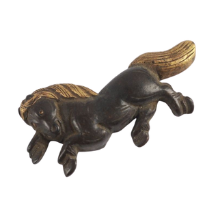 Accessoires de sabre japonais de la période Edo, en cuivre antique poli, motif cheval au galop, sans marque - Product Image 2